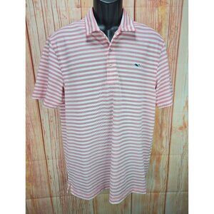 Vineyard Vines Mens Pink Striped Polo Medium